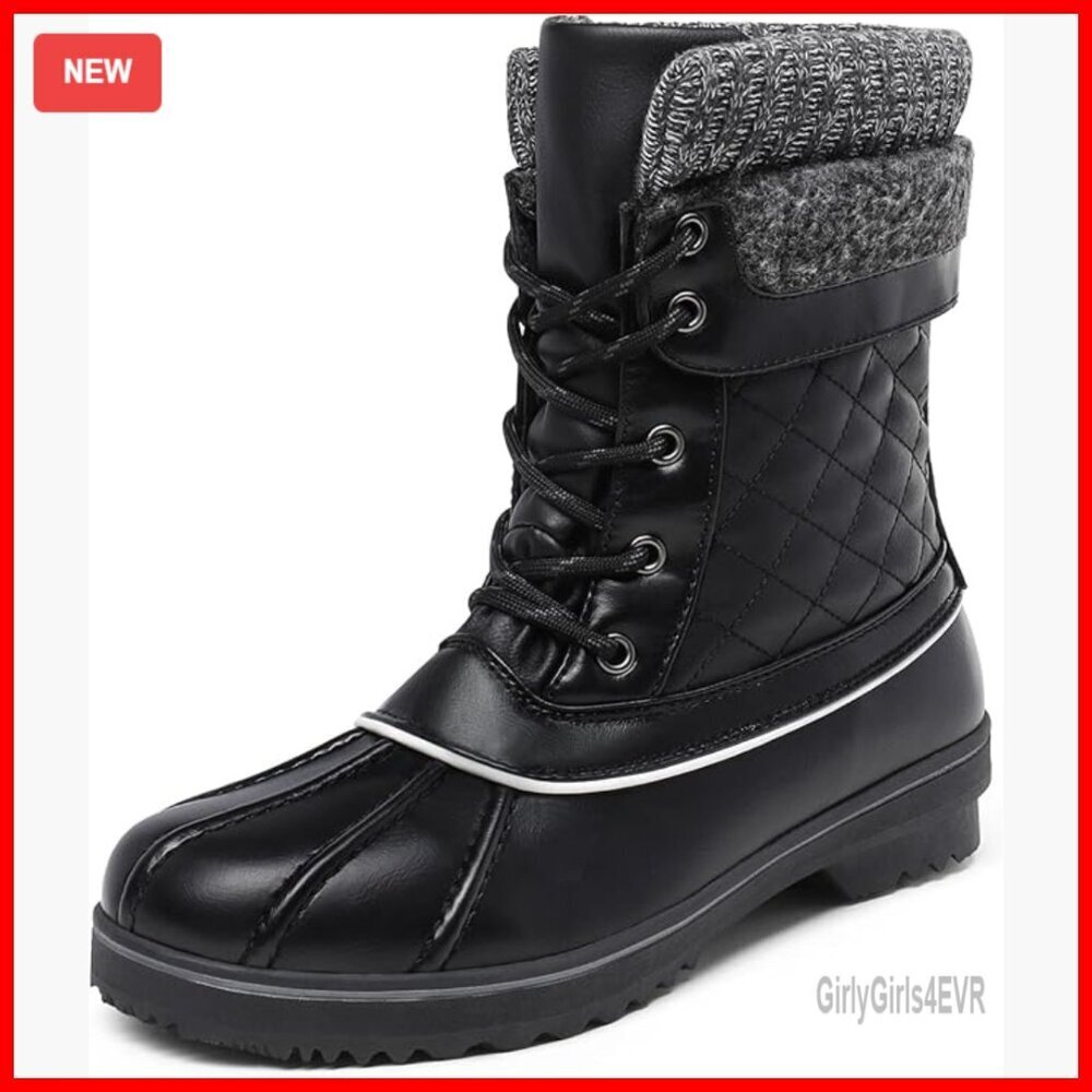 Women's Waterproof Snow Boots Mid Calf Winter Warm Outdoor Shoes
